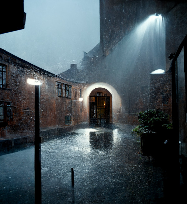 Courtyard in the rain
