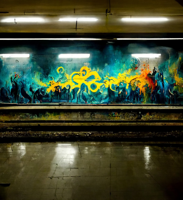 Graffiti in a train station