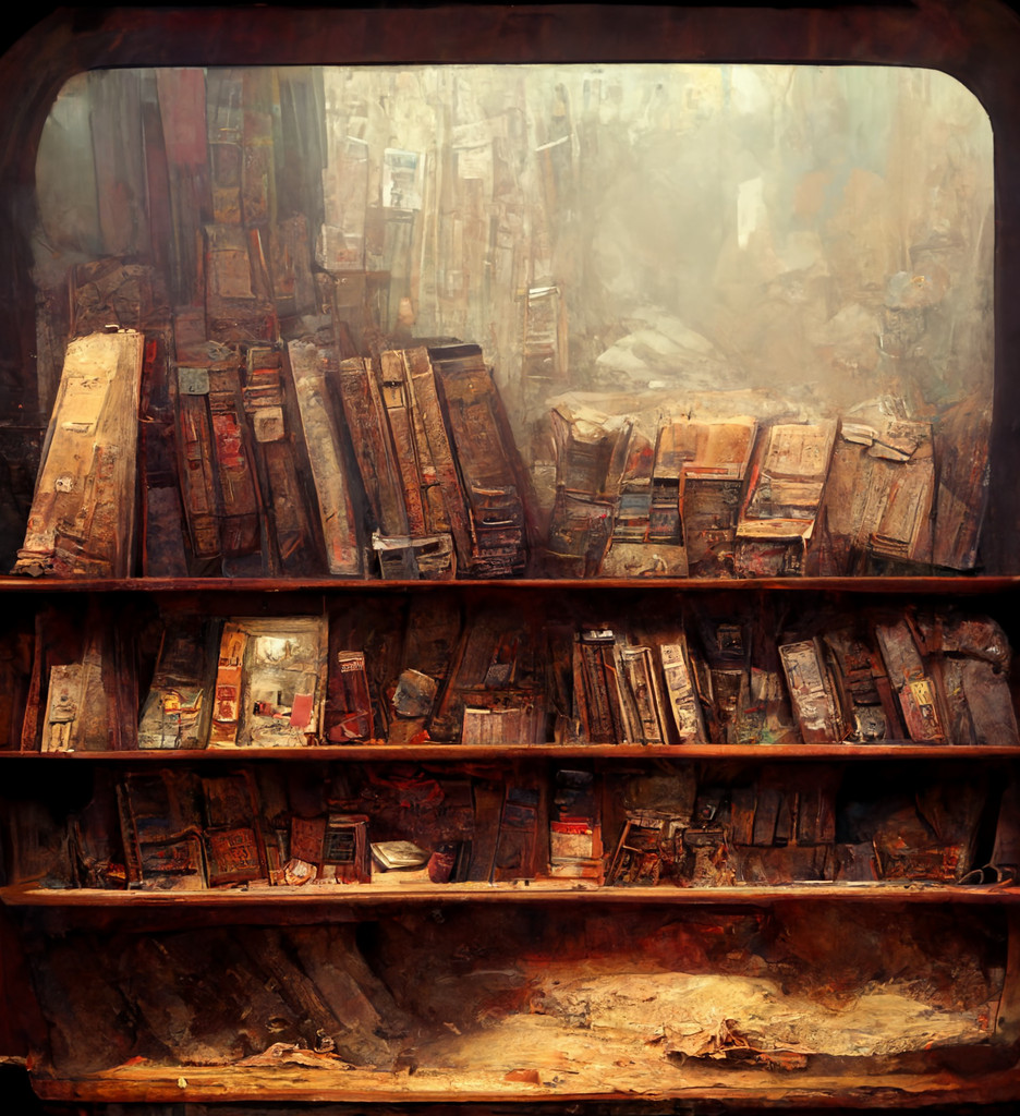 A dusty bookshelf A dusty bookshelf