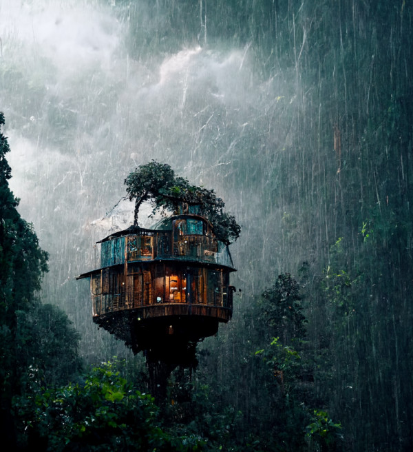 Treehouse in a storm