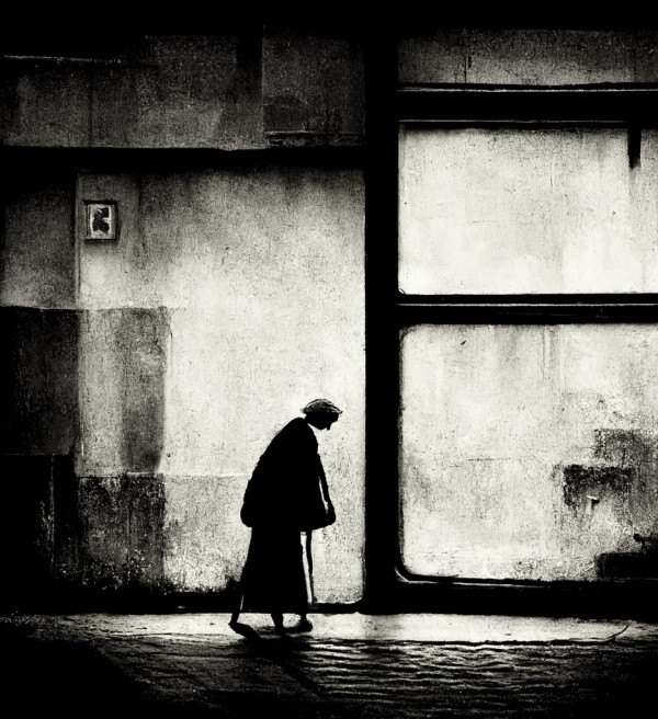 Old and tied woman