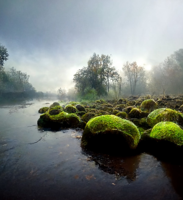 Mossy morning on a river