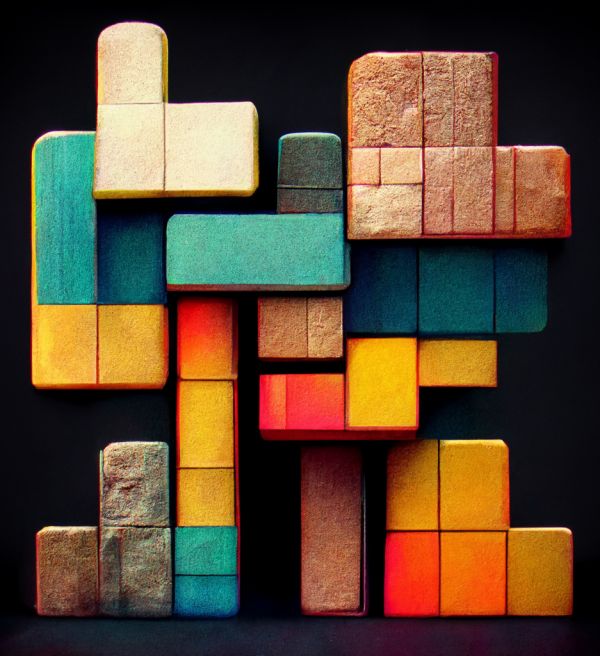Wooden tetris blocks