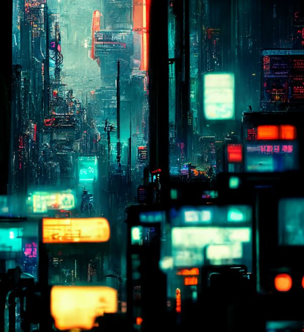 Neon cyberpunk scene