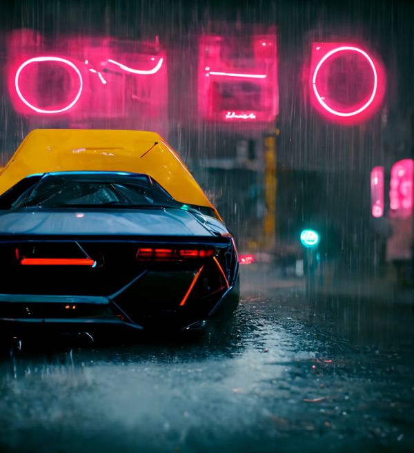 Lambo in the rain