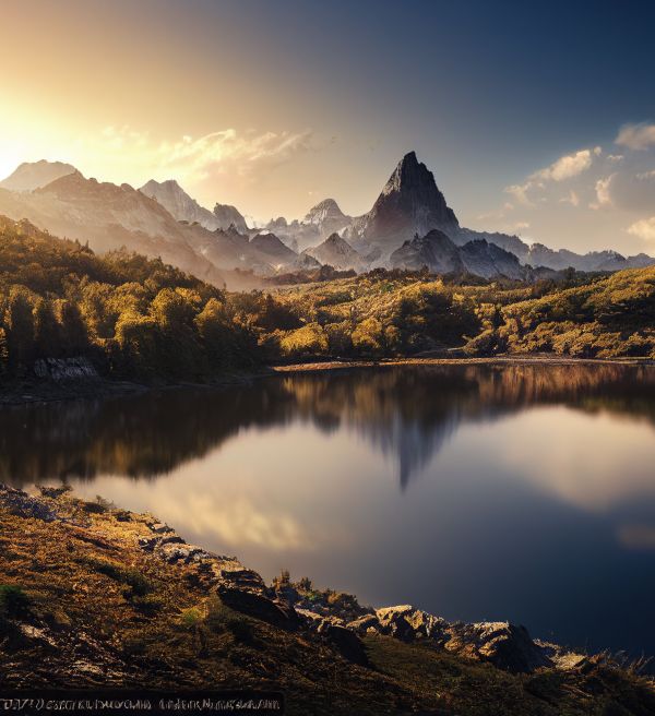 Mountainous landscape with a lake